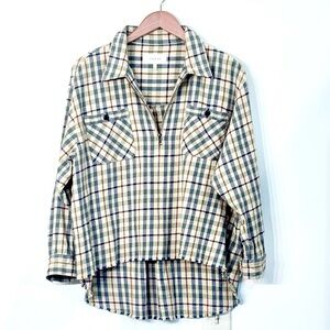 The Great Plaid 1/4 Zip Mountaineer Flannel Shirt Jacket Rugged Outdoor Style